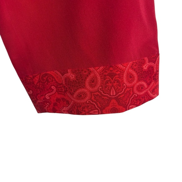 TWO TWENTY FIVE 100% Silk Trousers w/ Paisley Cuffs in Red Size 14 -- BEAUTIFUL! - Picture 3 of 7